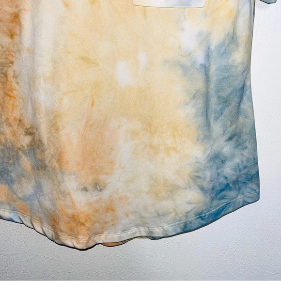 ZYIA Hendrix Dusk Go To Pocket Blue & Orange Tie-dye V-neck Tee Small Women’s - Picture 5 of 11